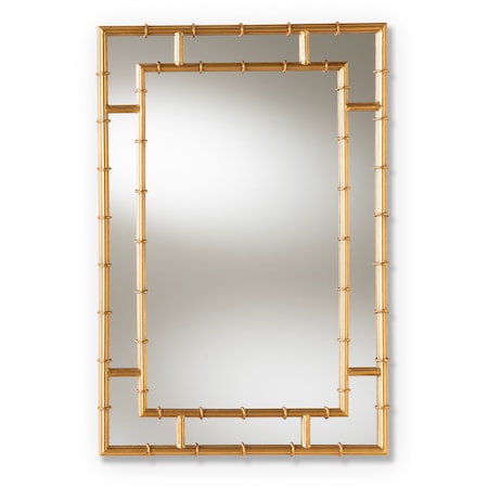Baxton Studio Adra Modern Gold Finished Bamboo Accent Wall Mirror 150-8891